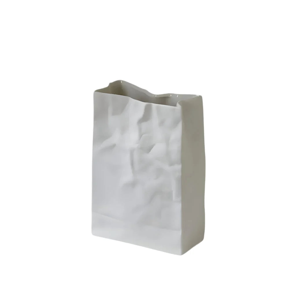Table Vase | Folded-Paper Sculptural Ceramic | Matte Finish