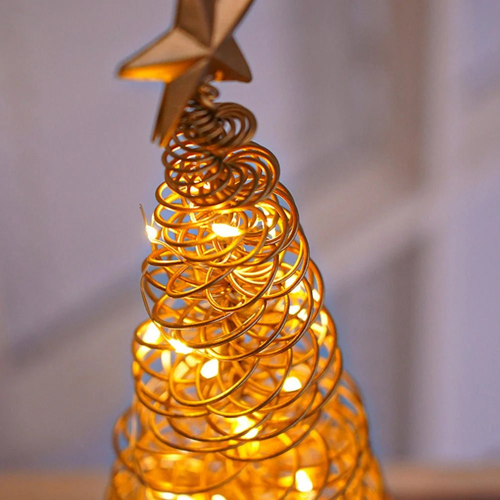 Tabletop Christmas Tree | Spiral Warm-White LEDs & Star Top | 33 cm