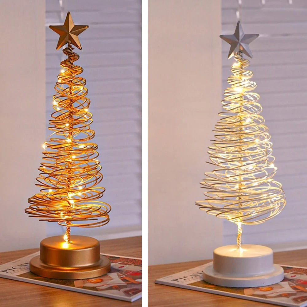Tabletop Christmas Tree | Spiral Warm-White LEDs & Star Top | 33 cm