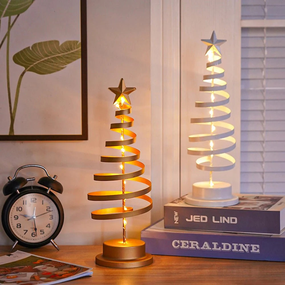 Tabletop Christmas Tree | Spiral Warm-White LEDs & Star Top | 33 cm