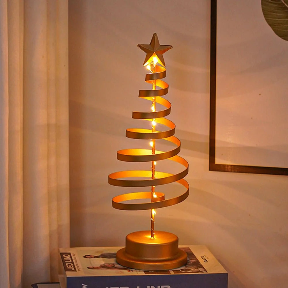 Tabletop Christmas Tree | Spiral Warm-White LEDs & Star Top | 33 cm