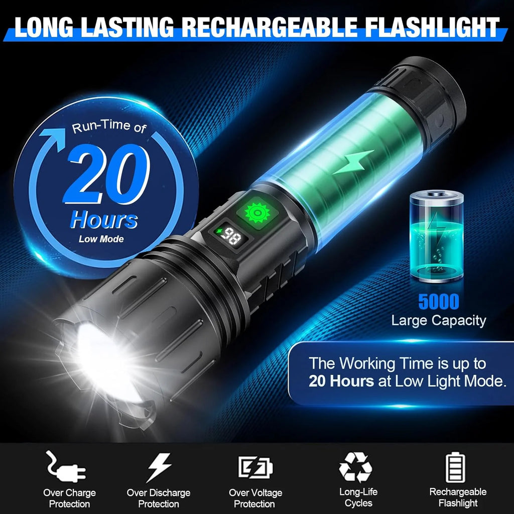 Tactical Flashlight | 100,000 Lumens & Power Bank