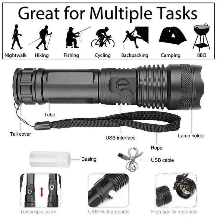 Tactical Flashlight | 90,000 Lumens & USB Rechargeable