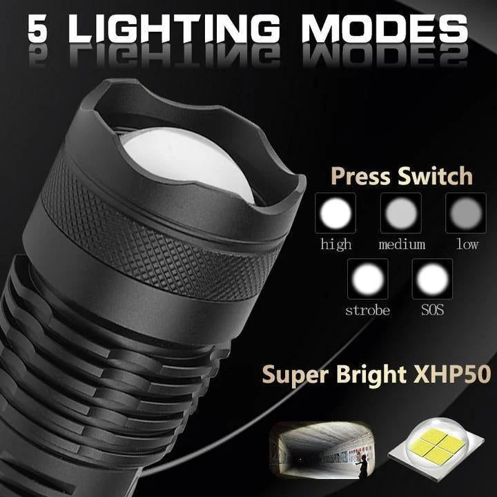 Tactical Flashlight | 90,000 Lumens & USB Rechargeable