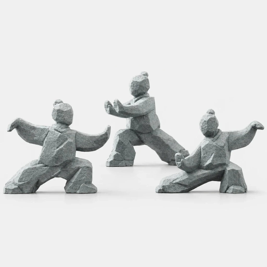 Tai Chi Figurine | Faceted Stone-Look & Matte Marble Finish