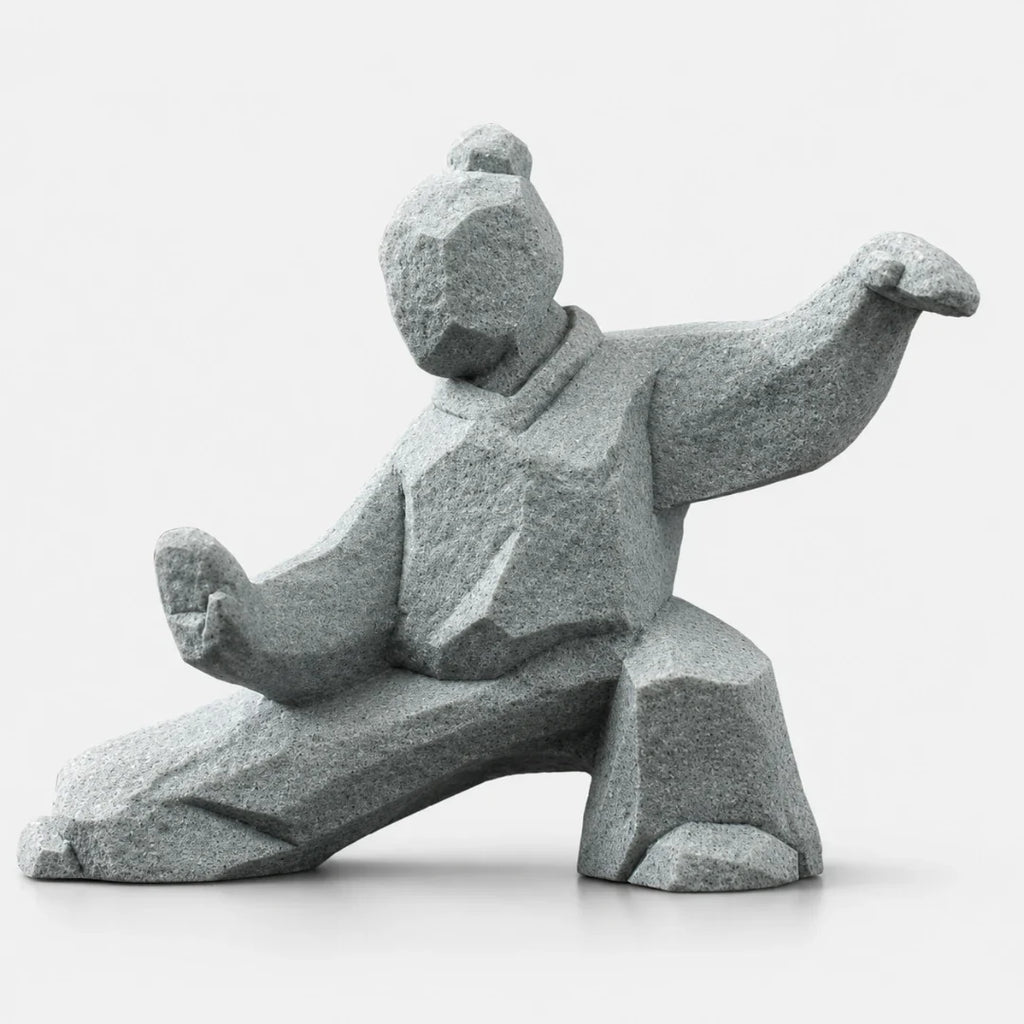 Tai Chi Figurine | Faceted Stone-Look & Matte Marble Finish