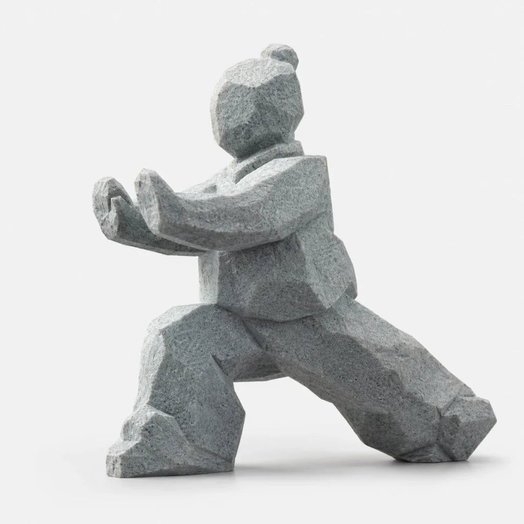 Tai Chi Figurine | Faceted Stone-Look & Matte Marble Finish