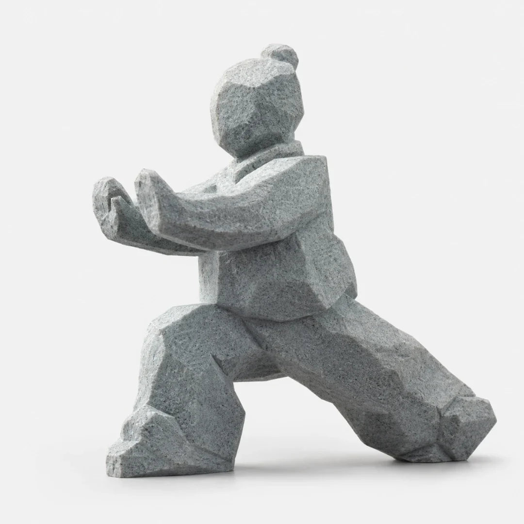 Tai Chi Figurine | Faceted Stone-Look & Matte Marble Finish