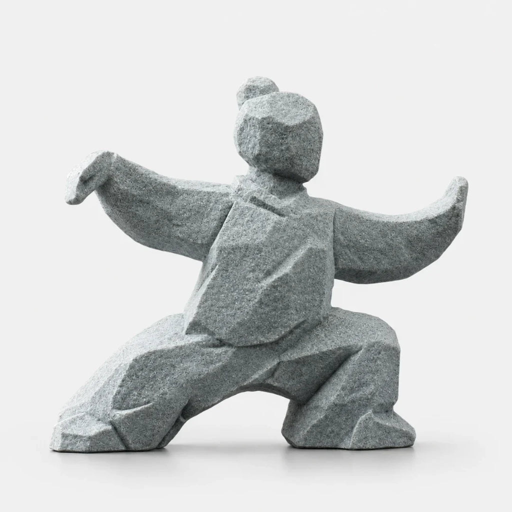 Tai Chi Figurine | Faceted Stone-Look & Matte Marble Finish