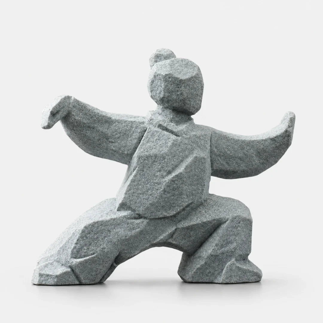 Tai Chi Figurine | Faceted Stone-Look & Matte Marble Finish
