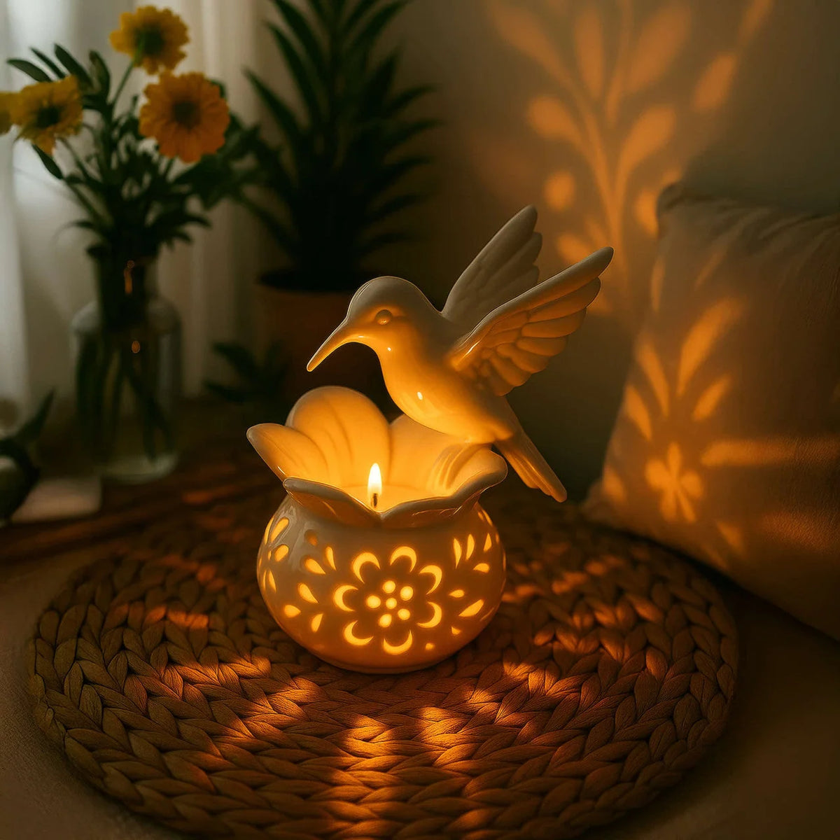 Tealight Holder | Hummingbird Figurine & Tealight Slot