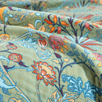 Throw Bedspread | 100% Cotton Reversible Jacquard Floral & Tassels | 79 x 90.5 in
