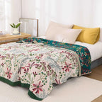 Throw Blanket | 100% Organic Cotton & 4-Layer Gauze | Wildflower Print