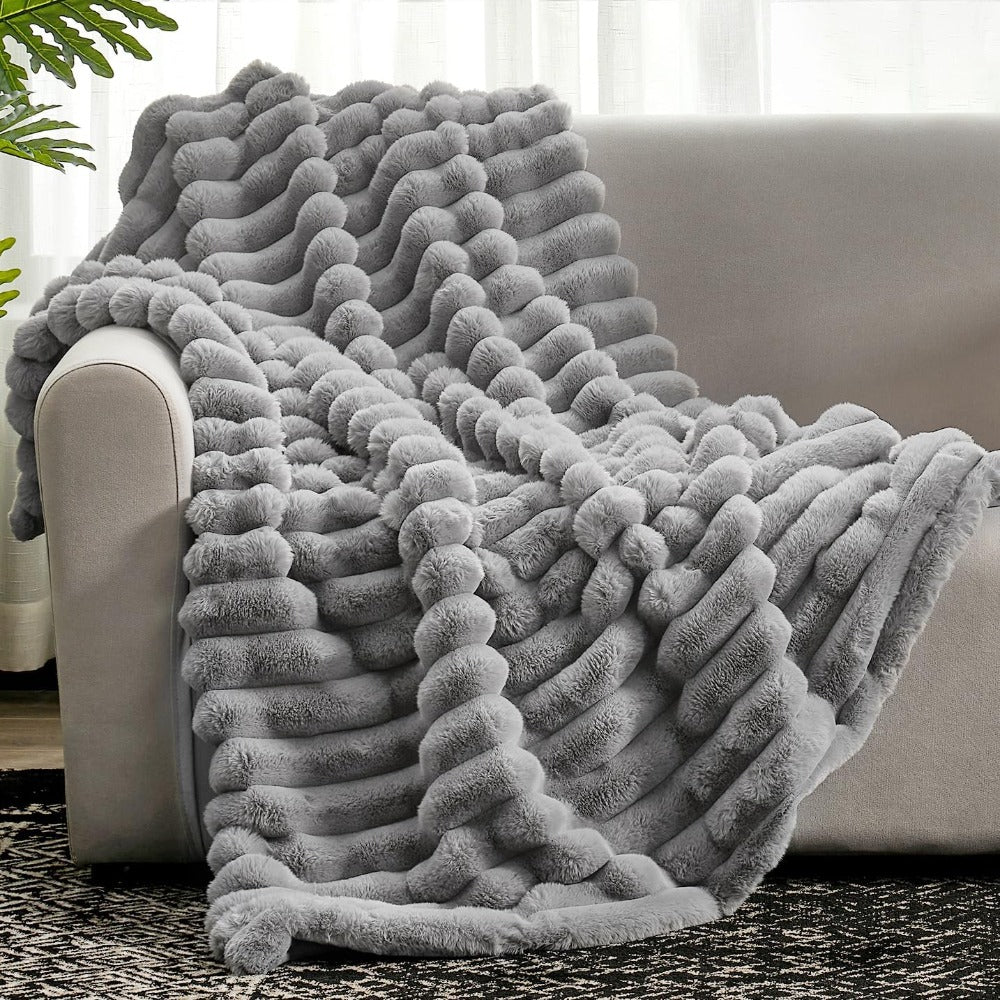 Throw Blanket | Plush Ribbed Microfiber | Oversized 60x80