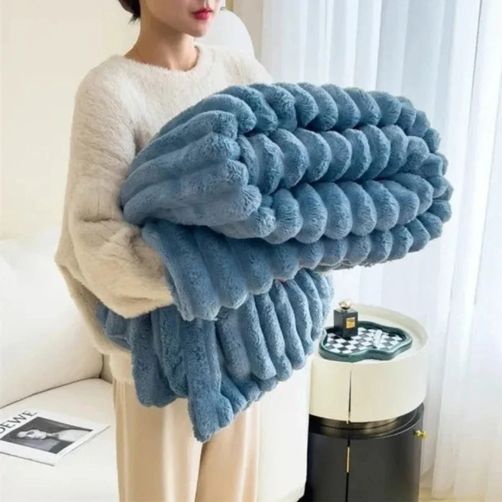 Throw Blanket | Plush Ribbed Microfiber | Oversized 60x80