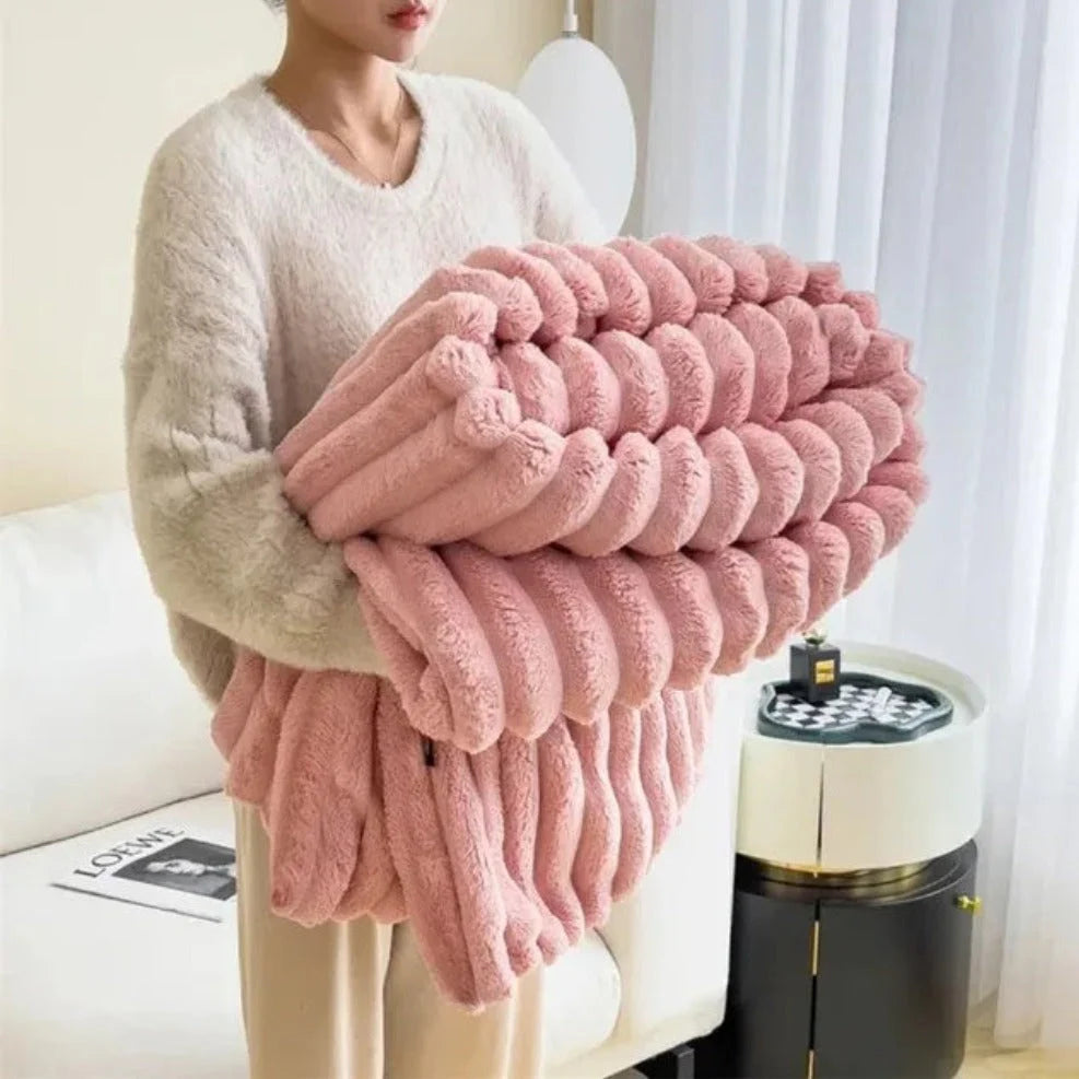 Throw Blanket | Plush Ribbed Microfiber | Oversized 60x80