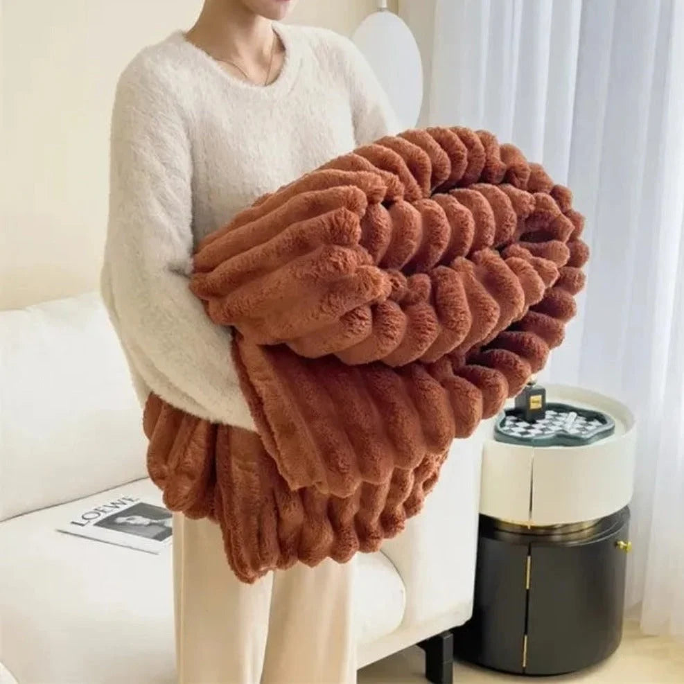 Throw Blanket | Plush Ribbed Microfiber | Oversized 60x80