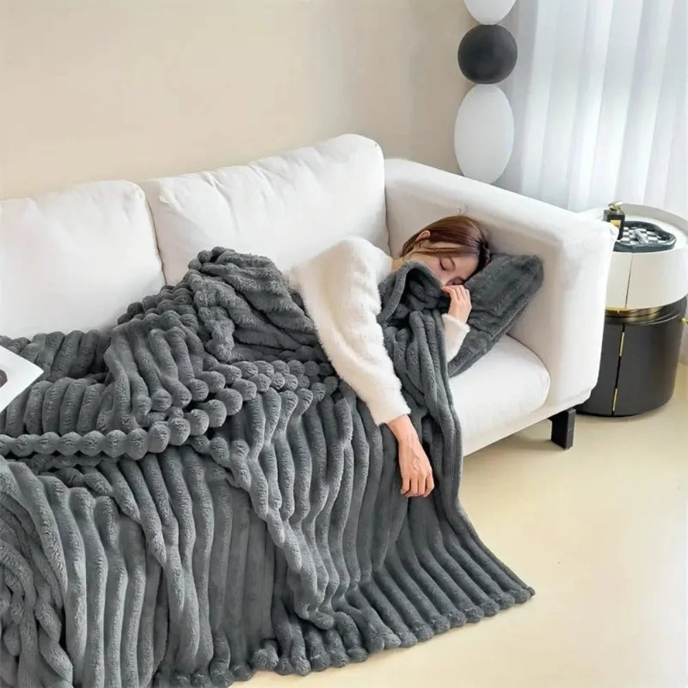 Throw Blanket | Plush Ribbed Microfiber | Oversized 60x80