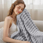Throw Blanket | Plush Ribbed Microfiber | Oversized 60x80
