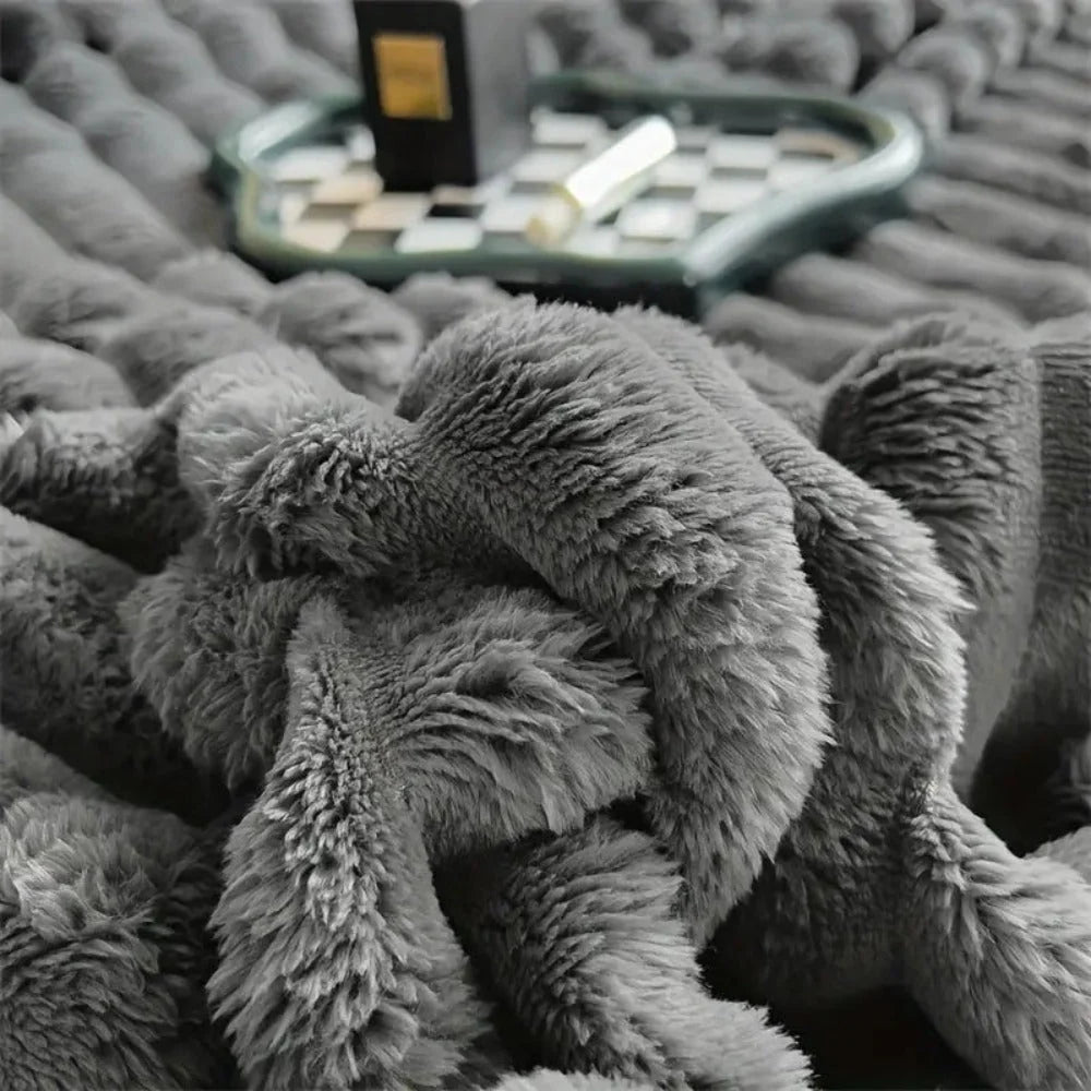 Throw Blanket | Plush Ribbed Microfiber | Oversized 60x80