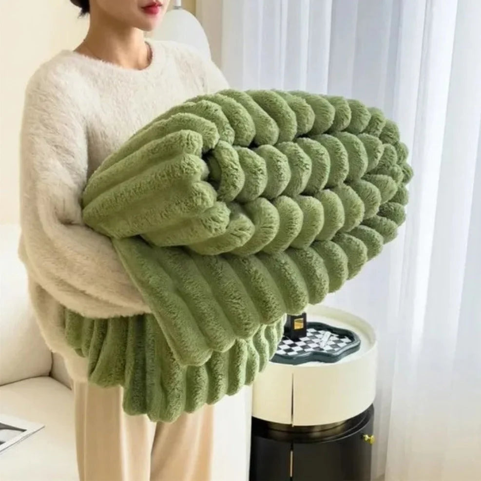 Throw Blanket | Plush Ribbed Microfiber | Oversized 60x80