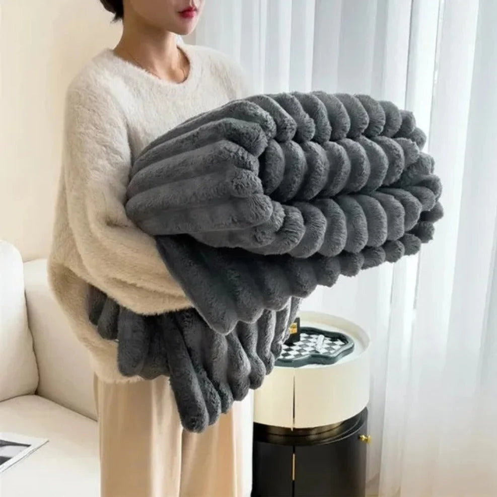 Throw Blanket | Plush Ribbed Microfiber | Oversized 60x80