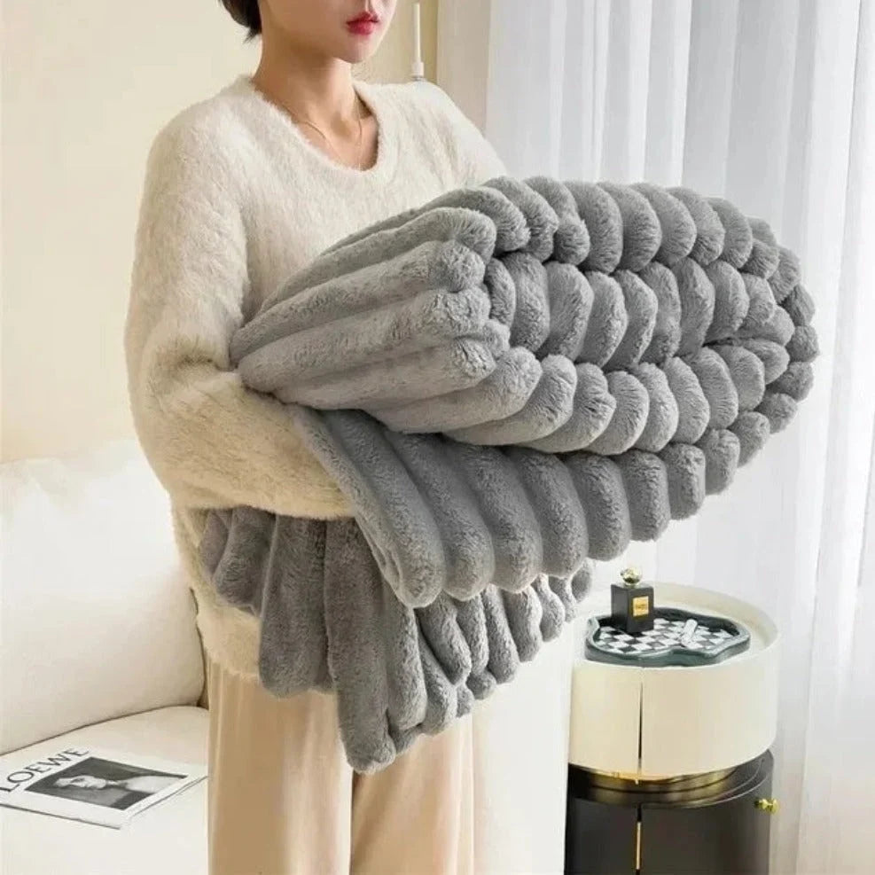 Throw Blanket | Plush Ribbed Microfiber | Oversized 60x80