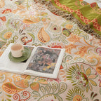 Throw Blanket | Reversible Boho Floral & Cotton Gauze