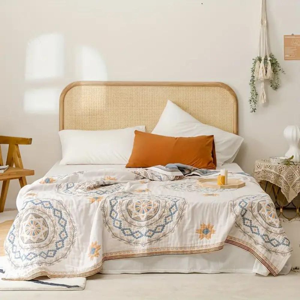 Throw Blanket with Mandala Pattern