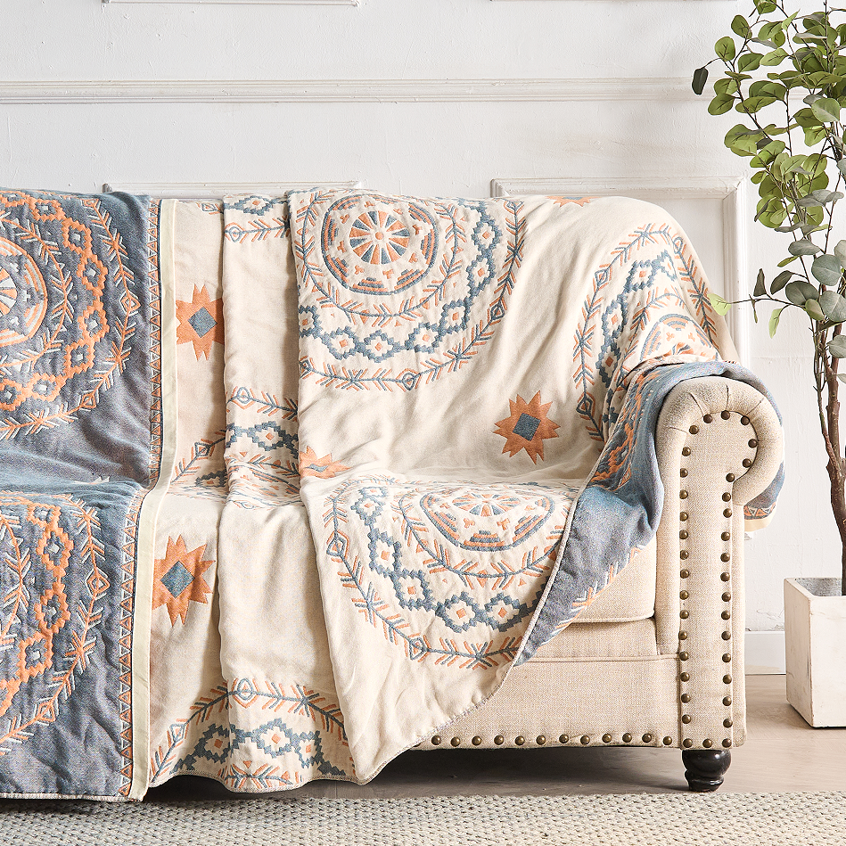 Throw Blanket with Mandala Pattern
