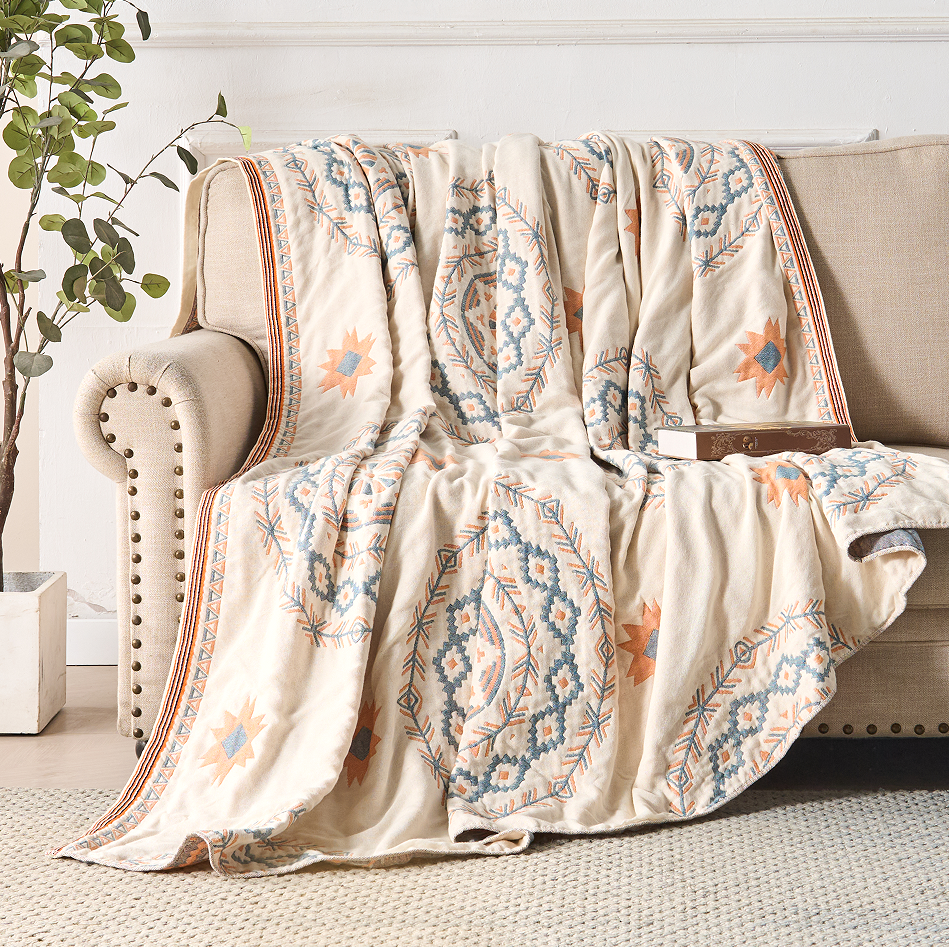 Throw Blanket with Mandala Pattern