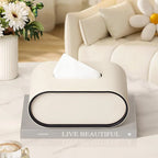 Tissue Box | Oval Leather & Contrasting Edge