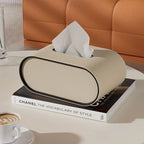 Tissue Box | Oval Leather & Contrasting Edge