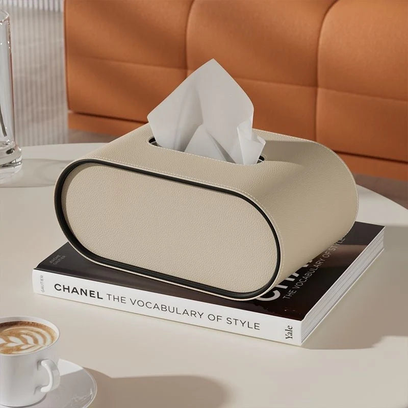 Tissue Box | Oval Leather & Contrasting Edge