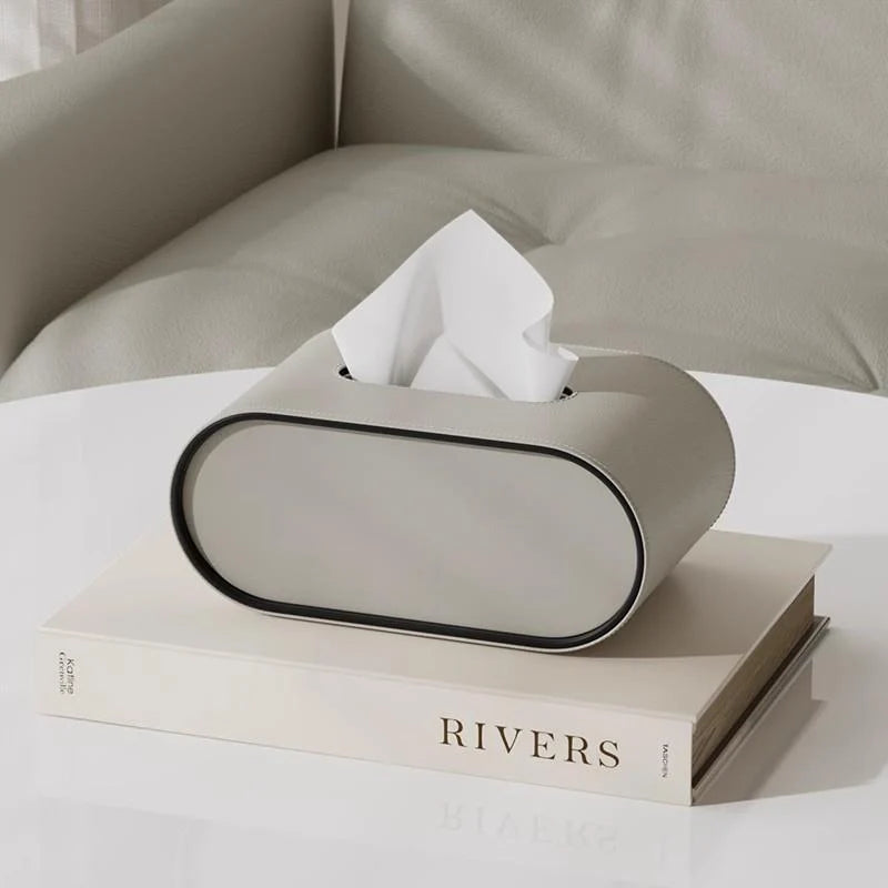 Tissue Box | Oval Leather & Contrasting Edge