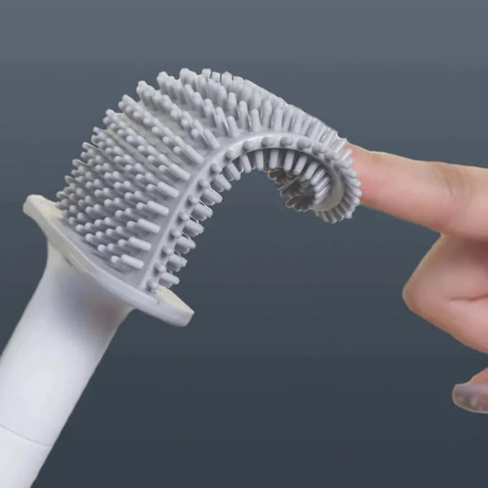 Toilet Brush | Flexible Antibacterial Silicone | Wall-Mount Holder