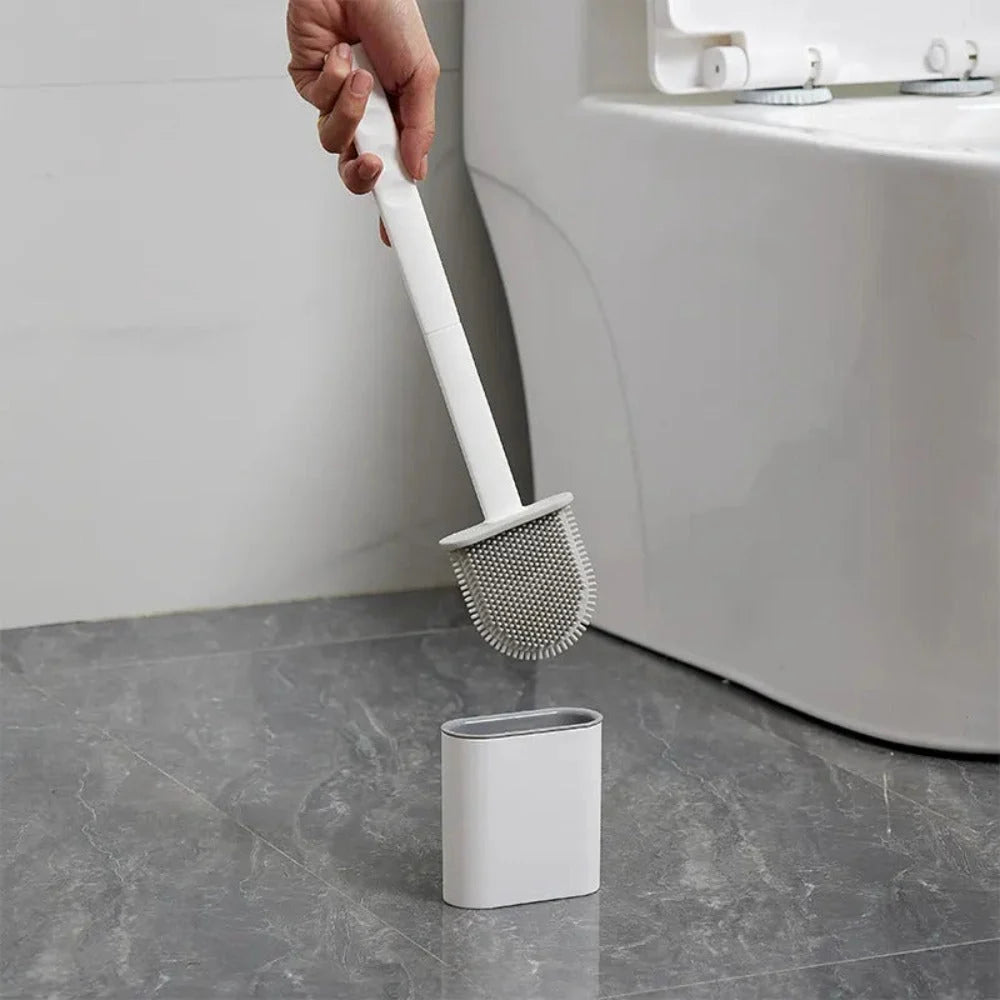 Toilet Brush | Flexible Antibacterial Silicone | Wall-Mount Holder
