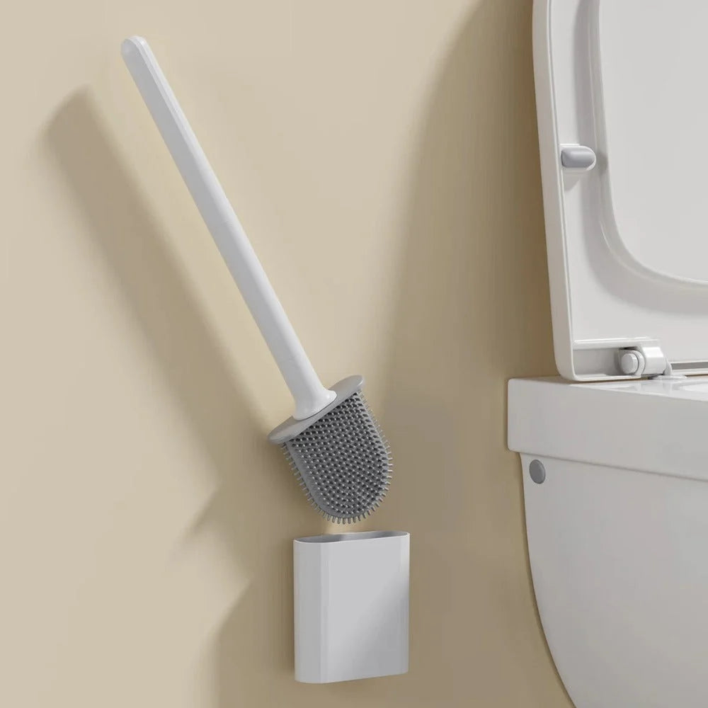 Toilet Brush | Flexible Antibacterial Silicone | Wall-Mount Holder