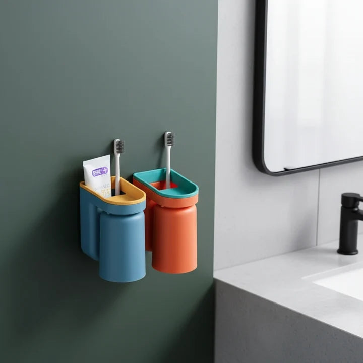Toothbrush Wall Holder | Self-Adhesive No-Drill & Removable Cup