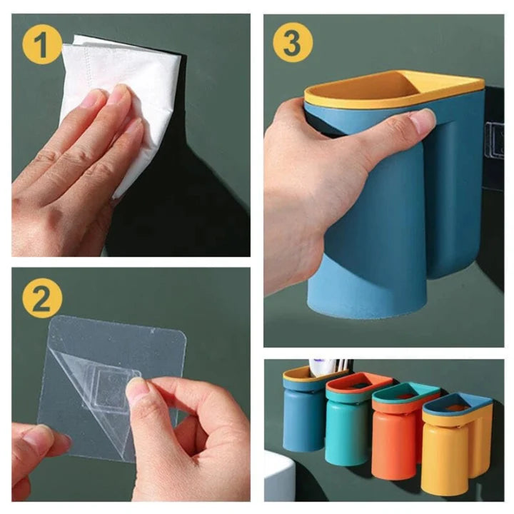 Toothbrush Wall Holder | Self-Adhesive No-Drill & Removable Cup