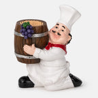Toothpick Holder | Resin Wine Barrel Chef Figurine