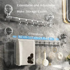 Towel Rack | Telescopic Stainless Steel & Suction Cups | 60-120 cm