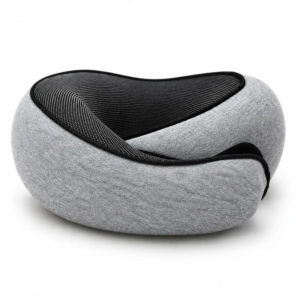 Travel Neck Pillow | Memory Foam & Closed-Front | Adjustable Grip-Strip