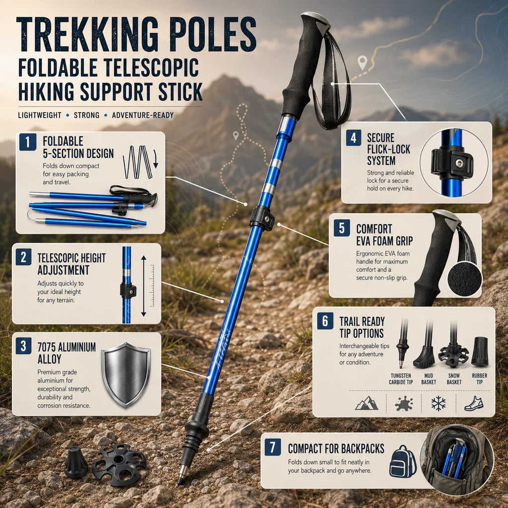 Trekking Pole | Foldable & Telescopic 7075 Aluminum