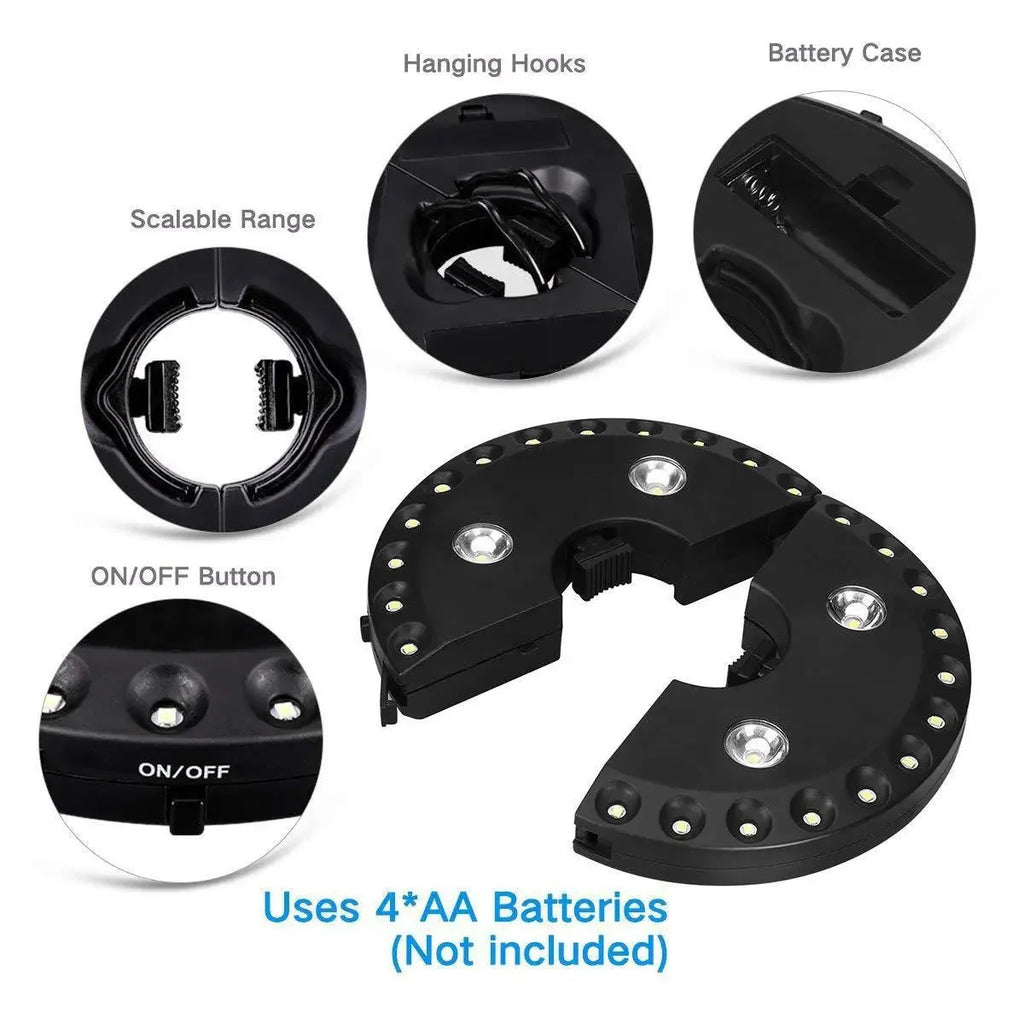 Umbrella Light | LED Clip-On & Battery-Powered | 100 Lumens
