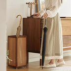 Umbrella Stand | Rubberwood Frame & Rattan Weave | 20 In Height