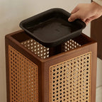 Umbrella Stand | Rubberwood Frame & Rattan Weave | 20 In Height