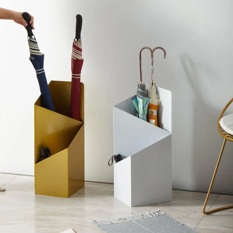 Umbrella Stand | Scandinavian Geometric Metal | Removable Drip Tray