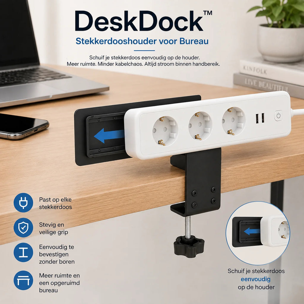 Under-Desk Power Strip Holder | Tool-Free Installation & Concealed Cables