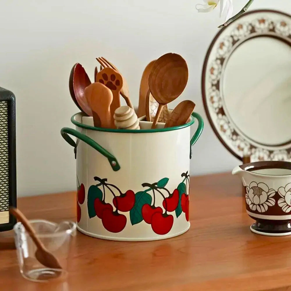Utensil Holder | Cast Iron Enamel & Divider Lid